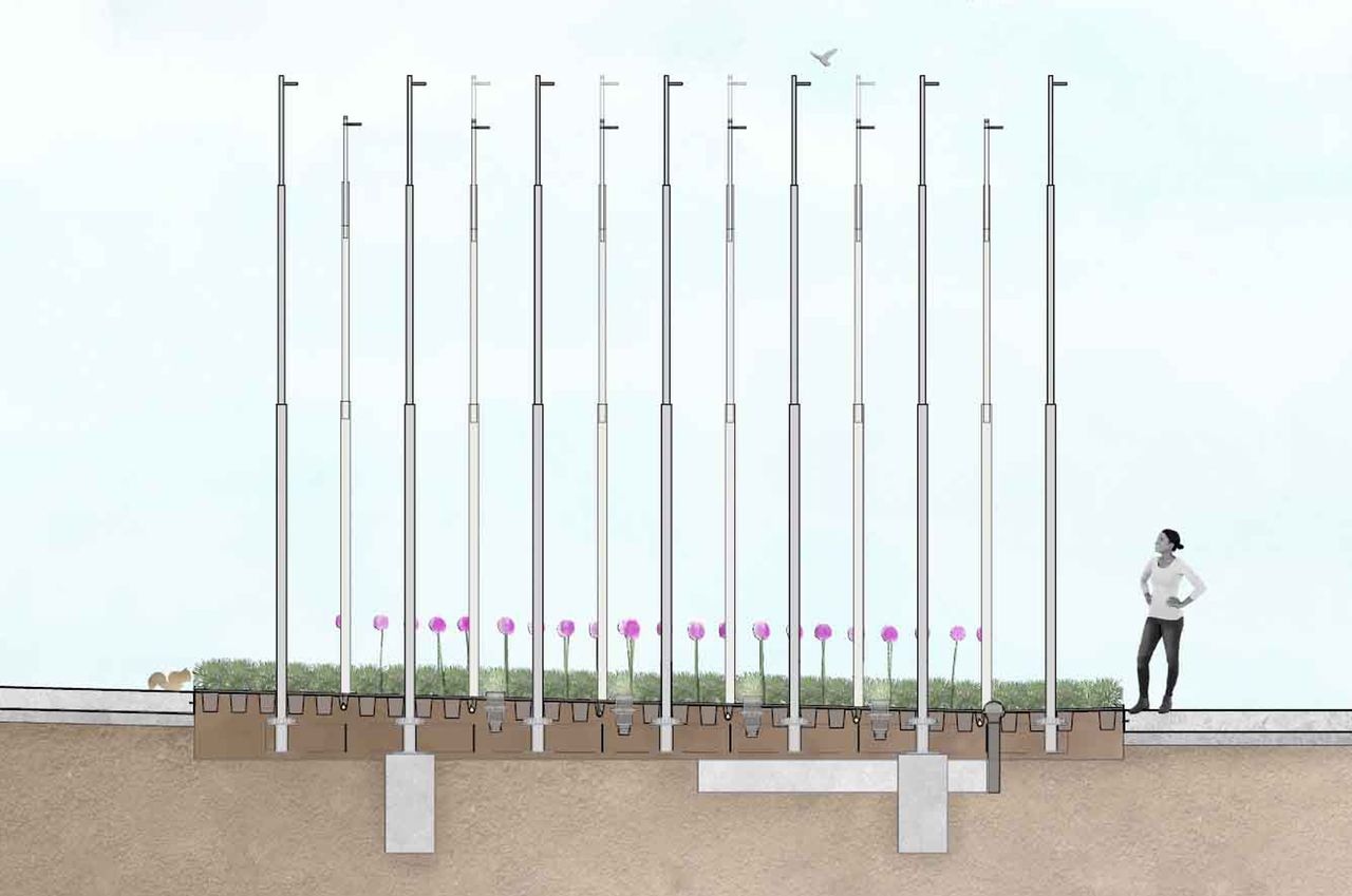Diagram showing how weather field at washington university campus works, designed by arbolope studio