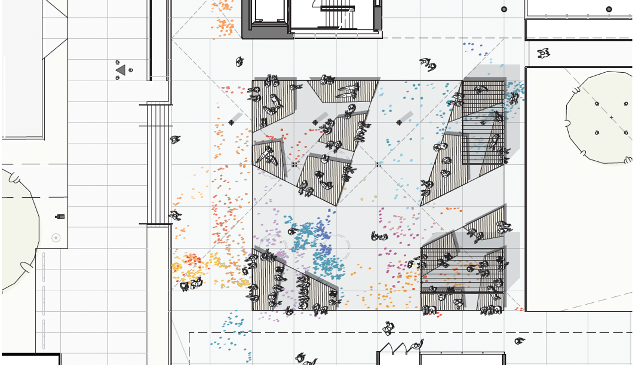 Programming concept sketch for central plaza at washington university campus st louis misosuri by arbolope studio