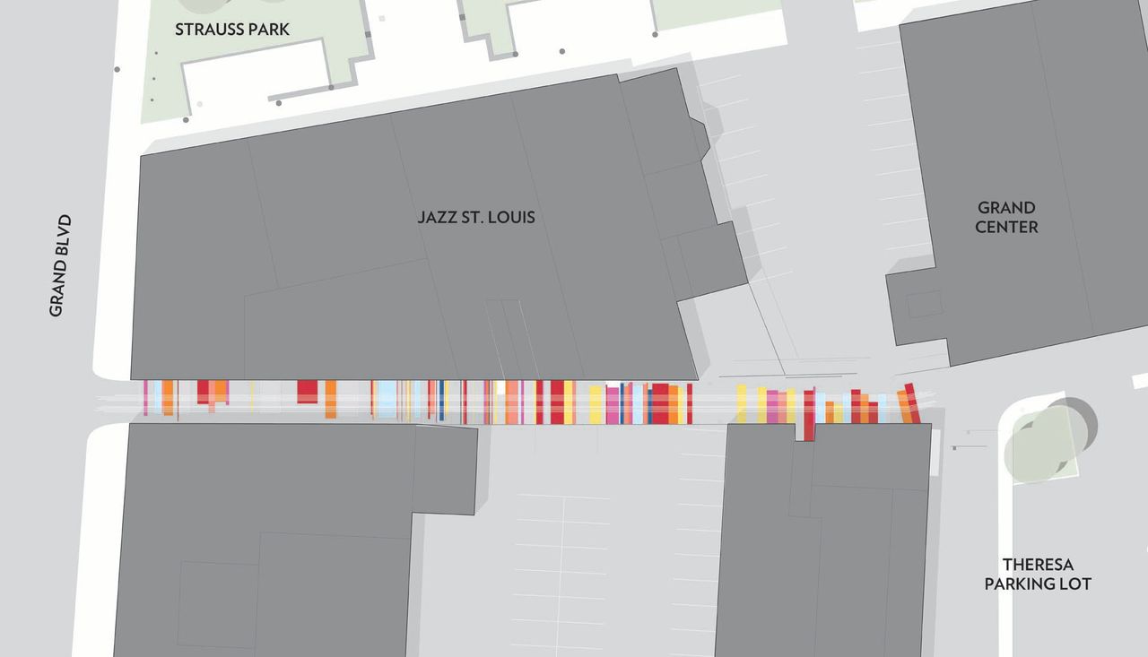 Diagram of the painted walkway at the score art and music promenade in grand center st louis missouri