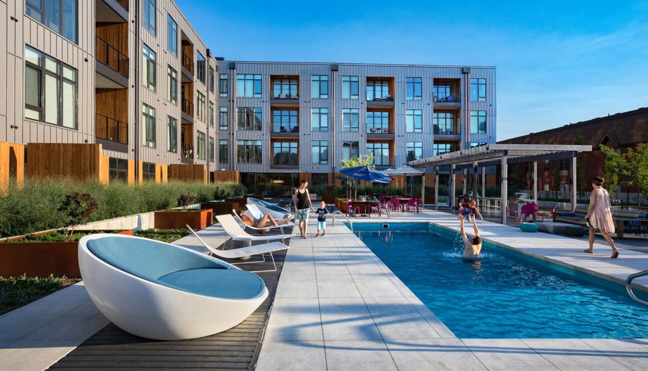 Pool at 4101 lacede lofts amenity deck in central west end st louis missouri