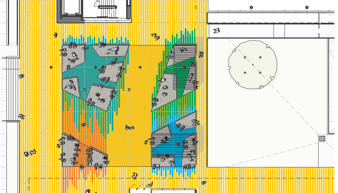 Concept sketch and process of central plaza at washington university campus st louis misosuri by arbolope studio