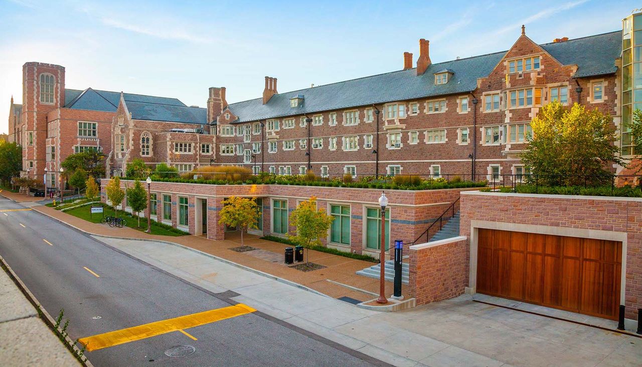 Arbolope studio drone streetview photography of Mcmillen hall throop addition located at washington university saint louis