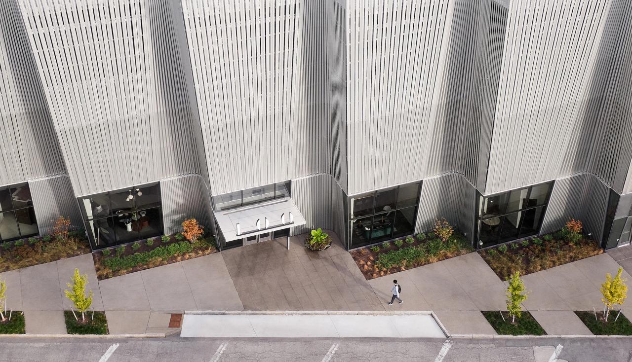 Planting beds from of the 100 building above forest park st louis missouri completed by Arbolope Studio