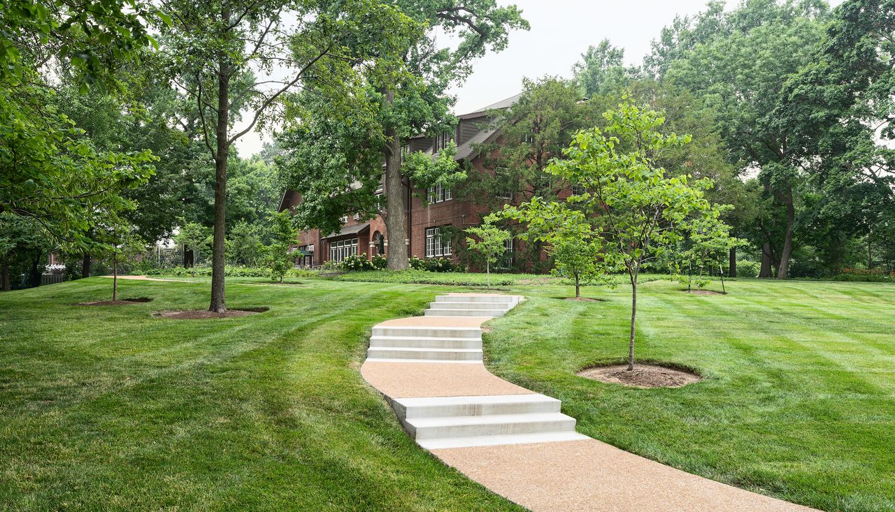 Stairs leading up to the international affairs building stix house at washington university in st louis missouri