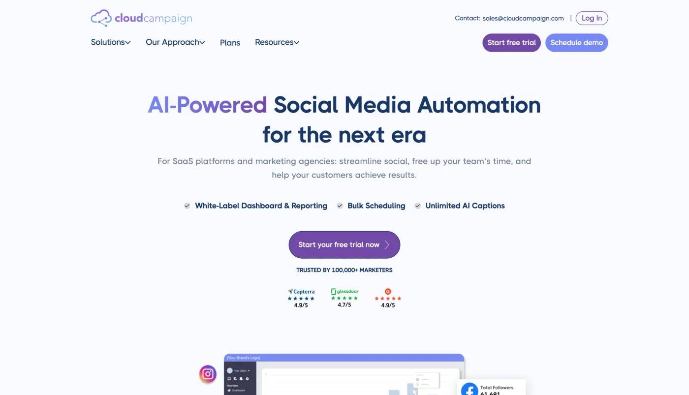 What Cloud Campaign's home page hero used to look like (ugly).
