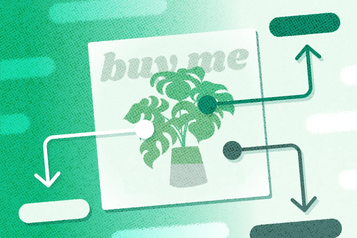 An illustration of an Amazon infographic with arrows coming out of it.