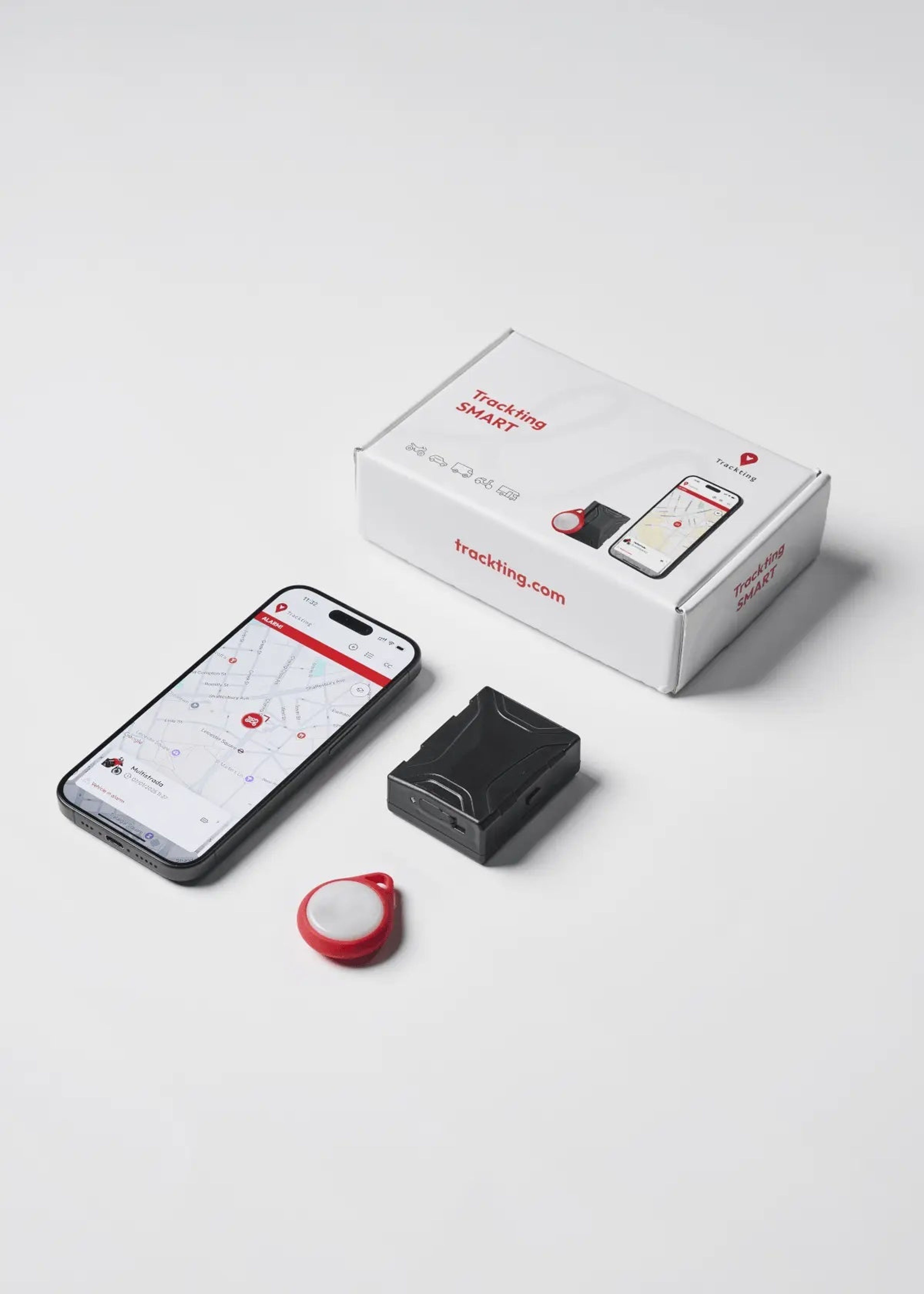 Trackting SMART con tag portachiavi, confezione e app sullo smartphone