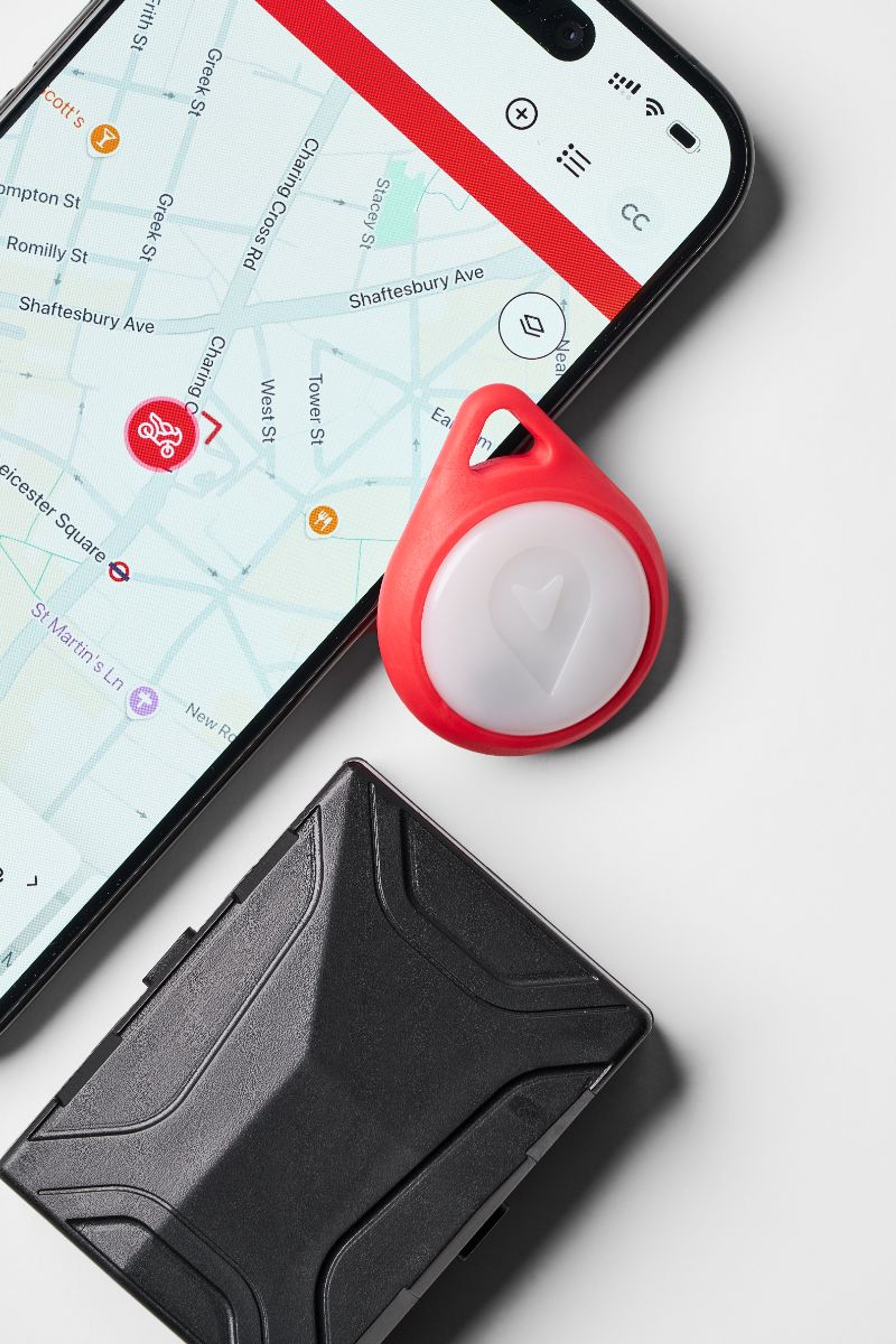 App Trackting con la posizione sulla mappa, dispositivo e tag portachiavi