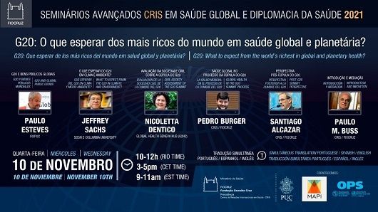 Webinário debate reunião do G20 para a saúde global e planetária