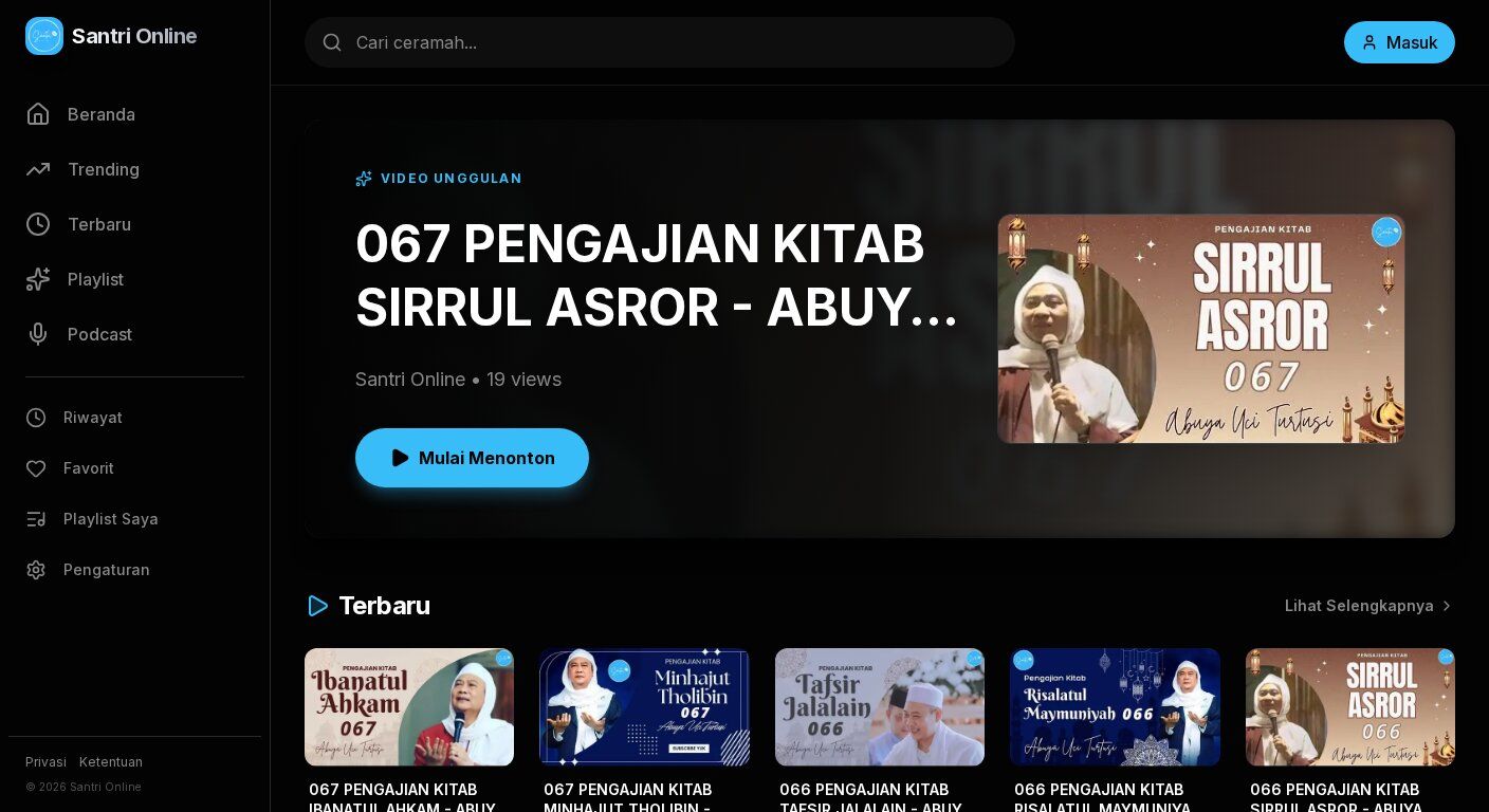 Santri Online — Platform Streaming Kajian Kitab Islam