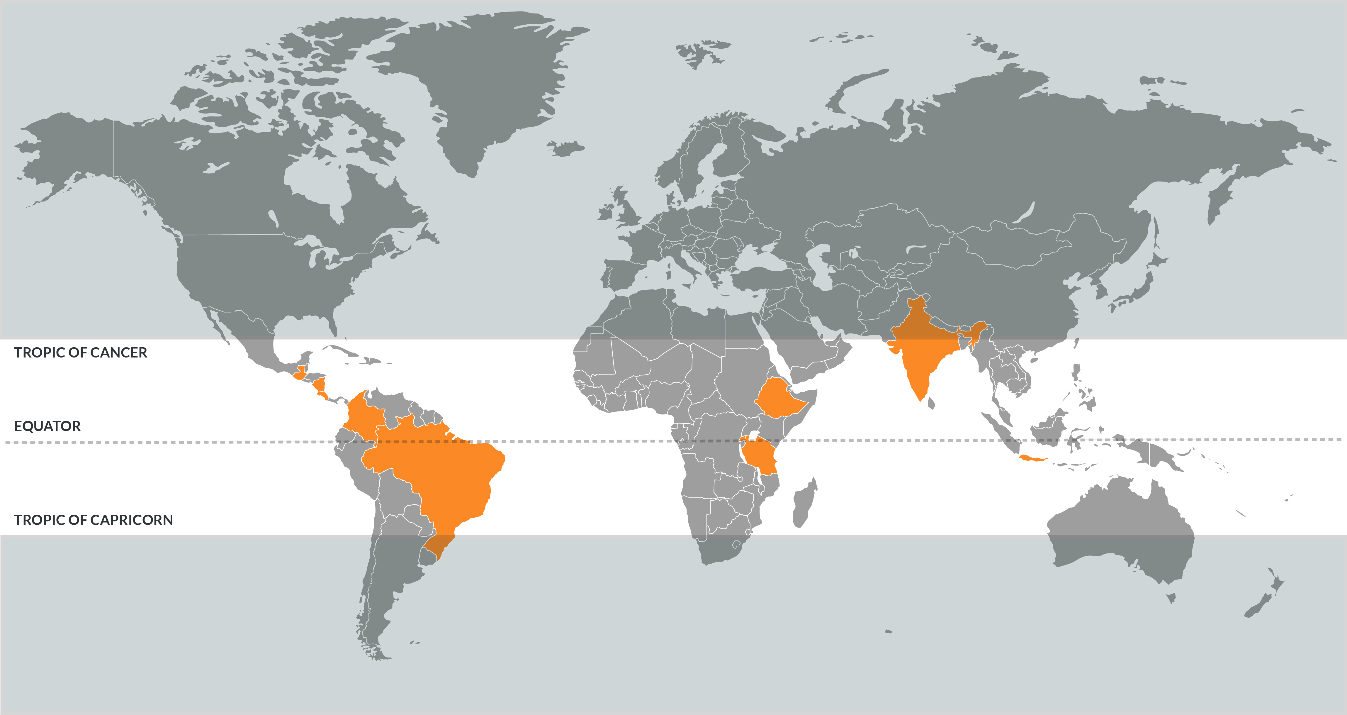 map of equator and coffe regions