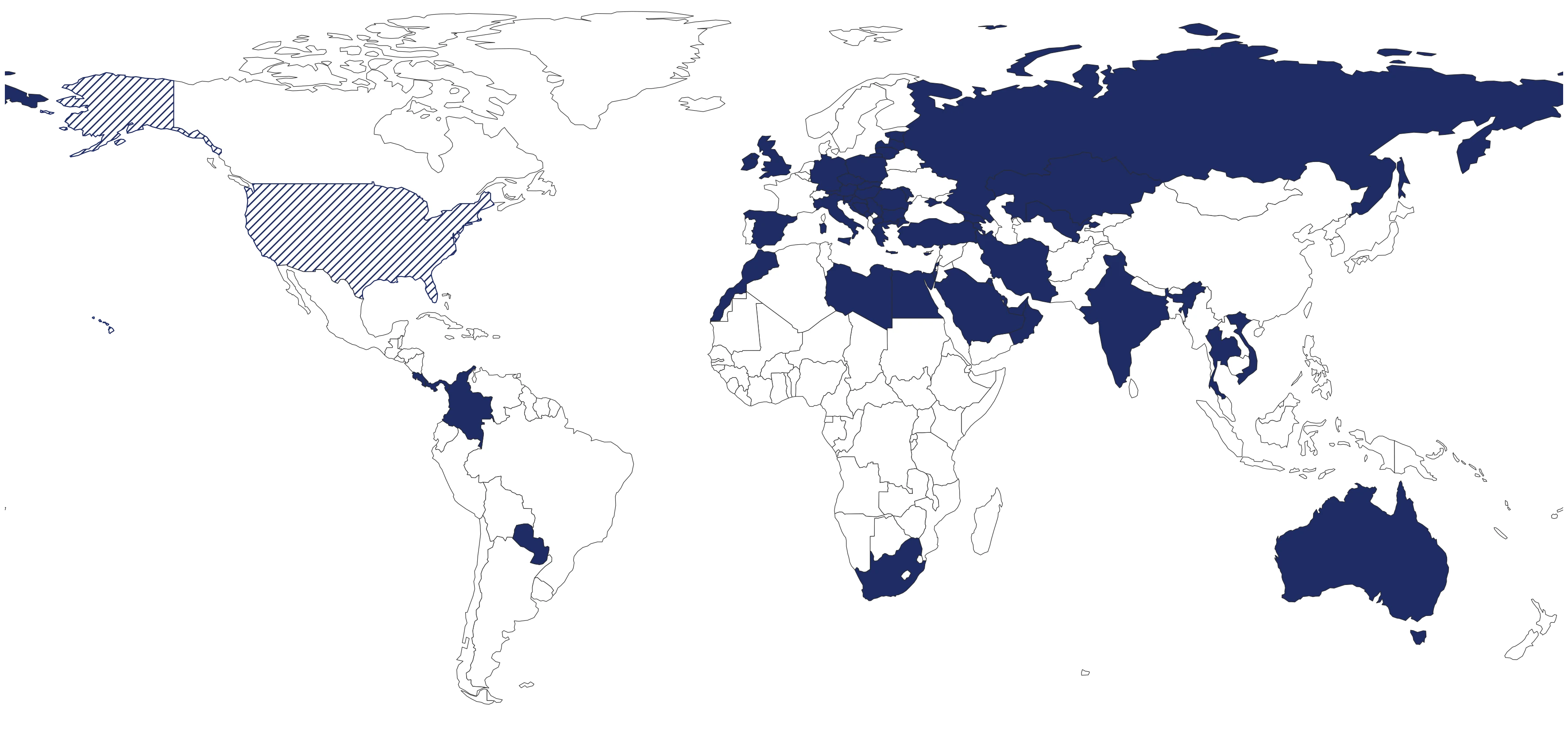 Countries where Efferon is in clinical use; United States shown as upcoming market