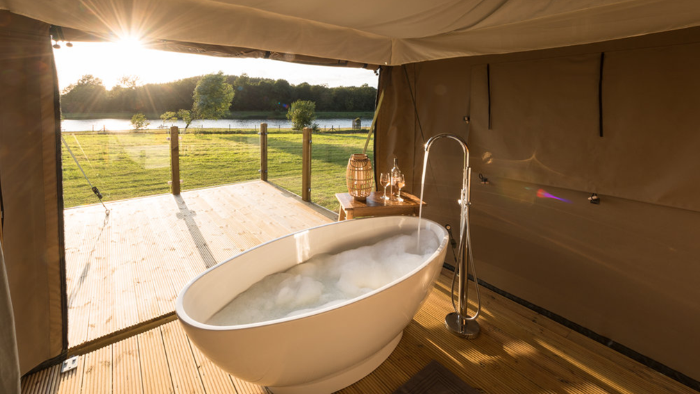 A bath in a safari lodge @ The Nest glamping site