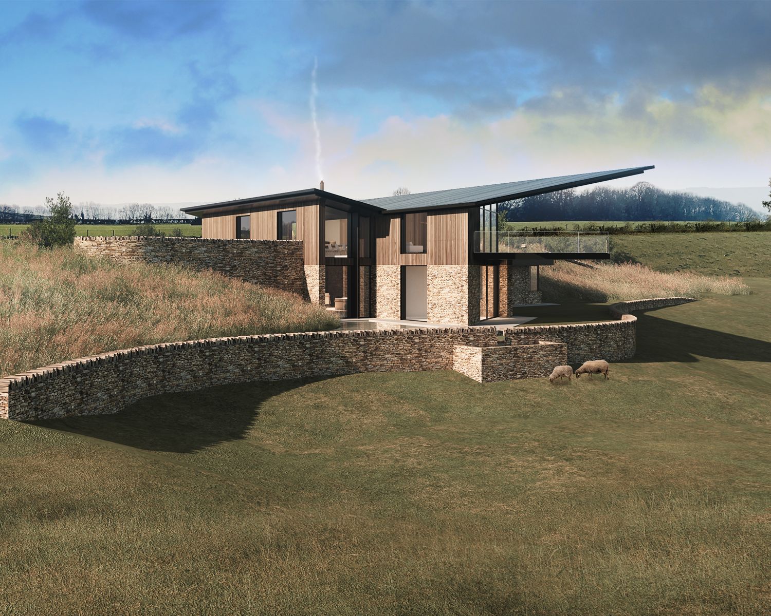 Drawing of a New Home in the Country for a planning application