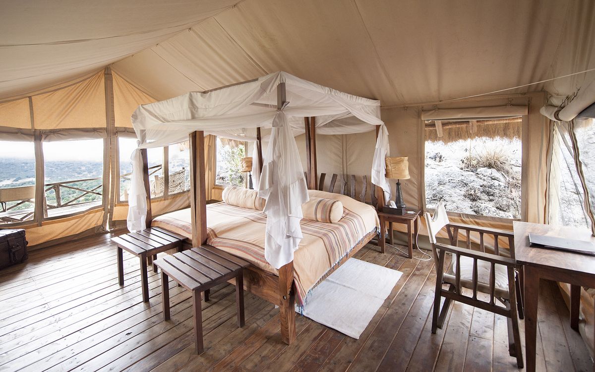 Safari Tent Interior with four poster bed