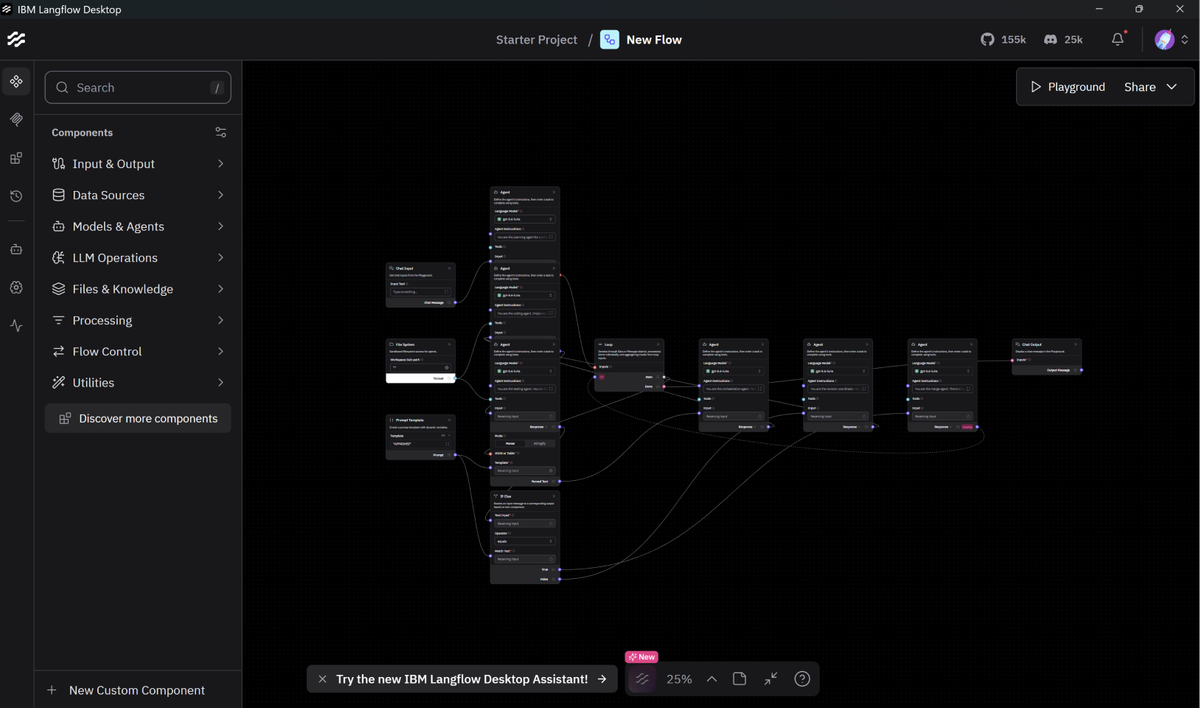 Screenshot of my LangFlow software factory flow