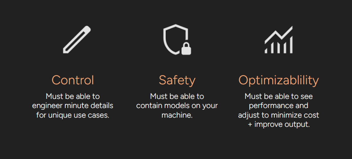 3 Pillars of my solution: control, safety, optimizability - from my M1 presentation