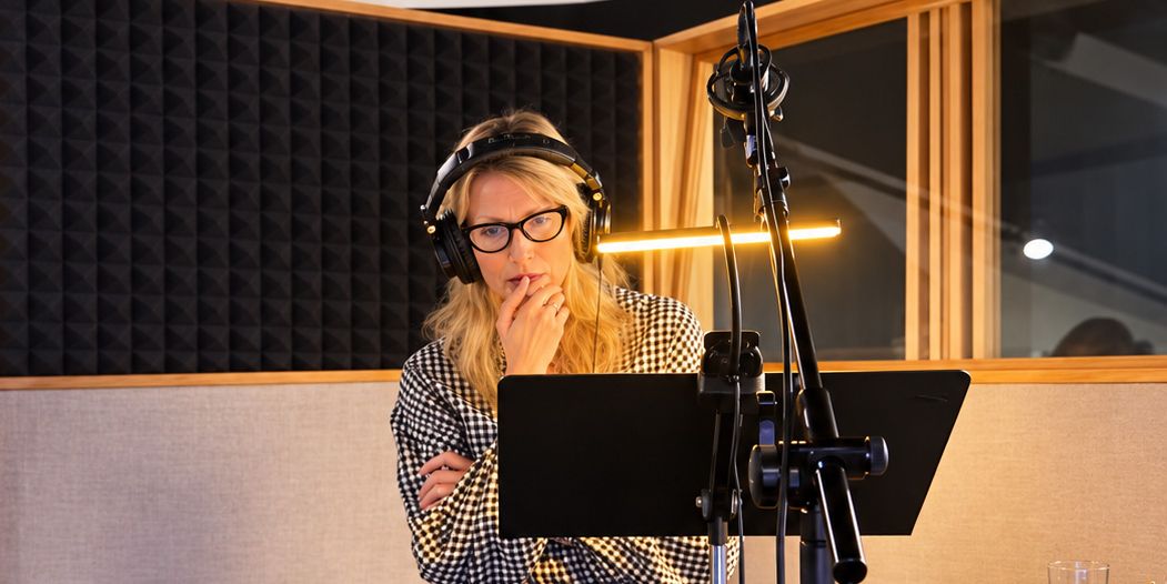 Lucy Punch recording the Bicester Village audio ads