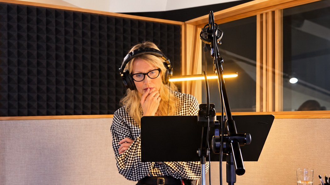 Lucy Punch recording the Bicester Village audio ads