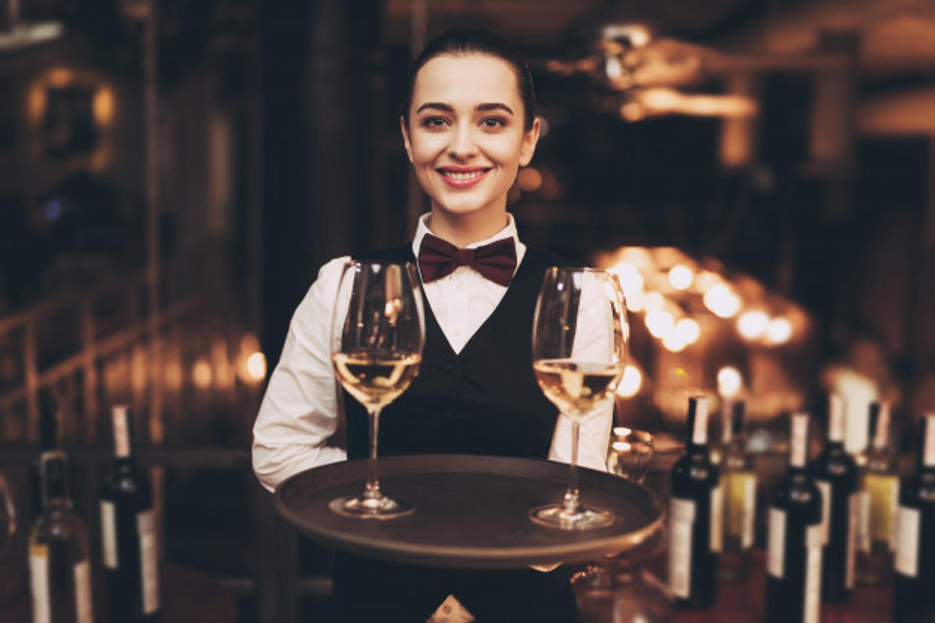 waitress smiling