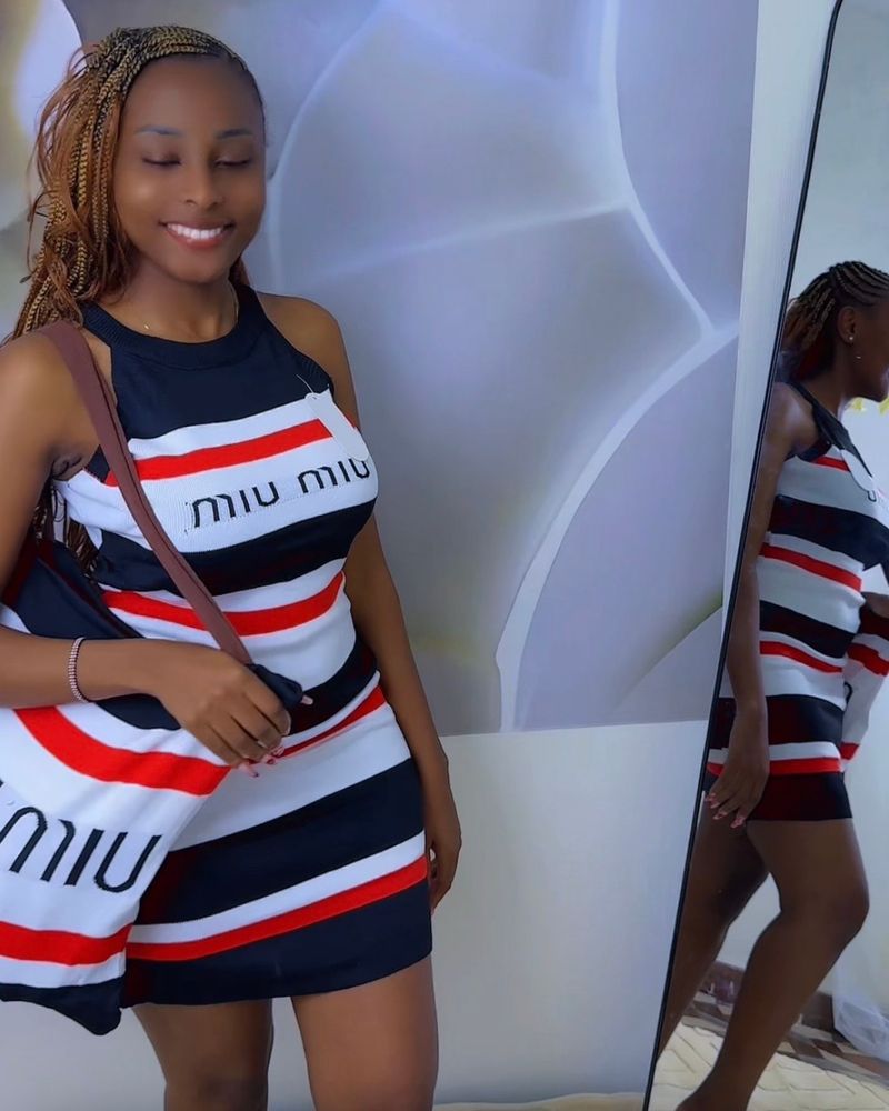 Two-piece set dress and a bag