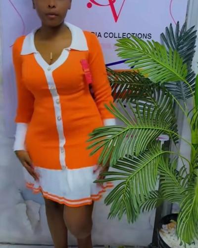 Knitted dress available in orange