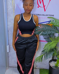 Two piece set with a striped  view 2