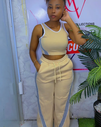 Two piece set with a striped  view 1