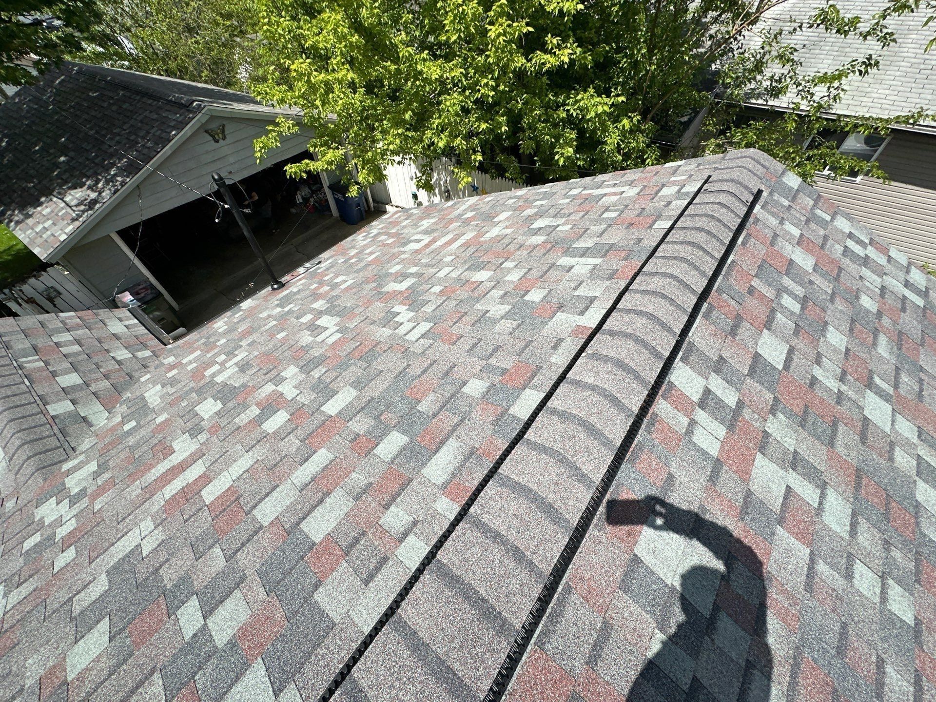 The finished ridge vent above the side yard, Dayton, Ohio.