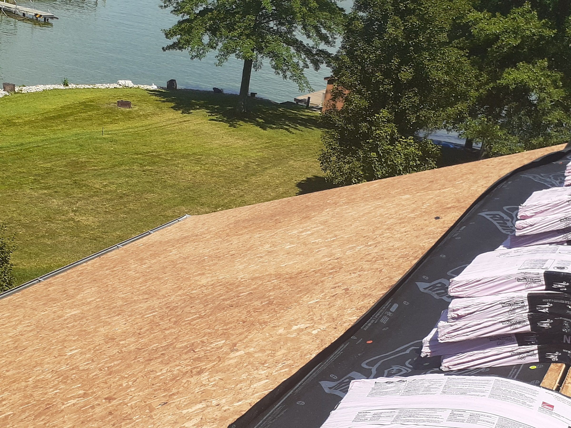 Clean original deck running toward the lake side of the house, Jamestown, Ohio.
