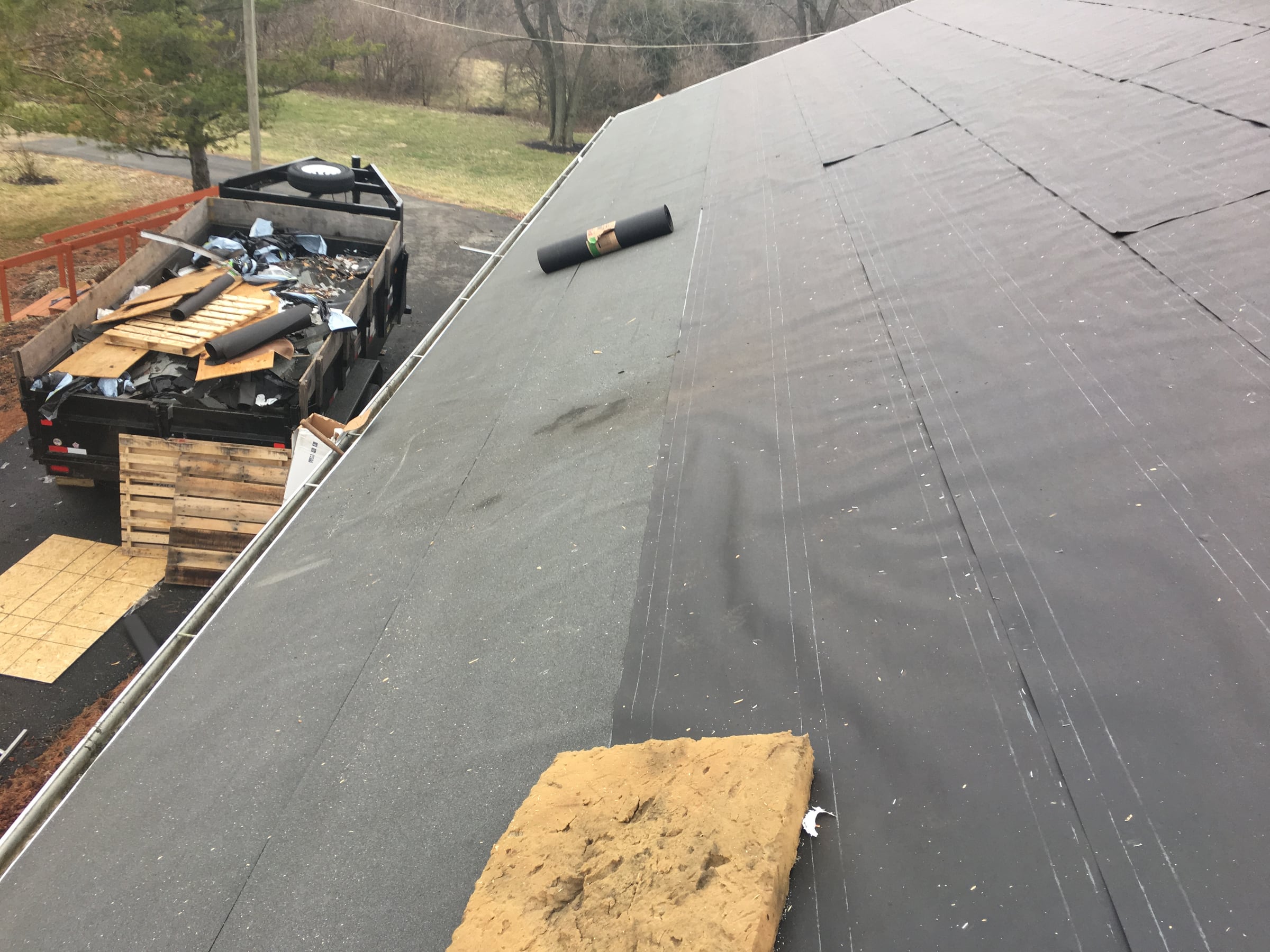 Dump trailer at the eave