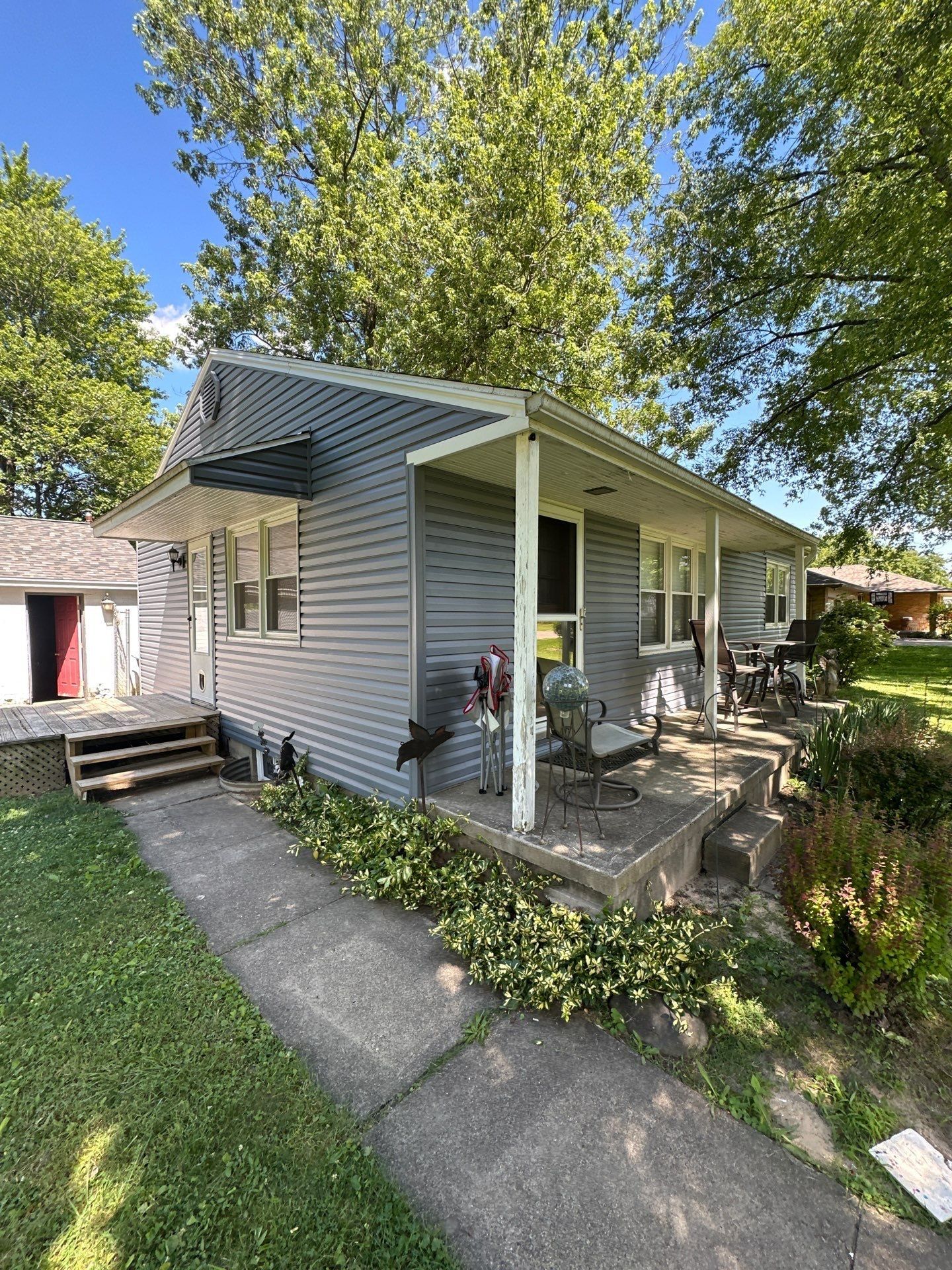 The porch side of the house in new siding, Beavercreek, Ohio.