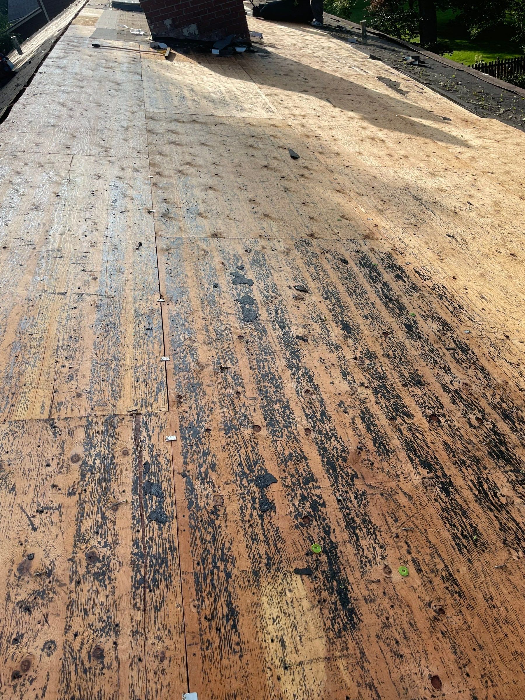 Stripped deck and black felt residue