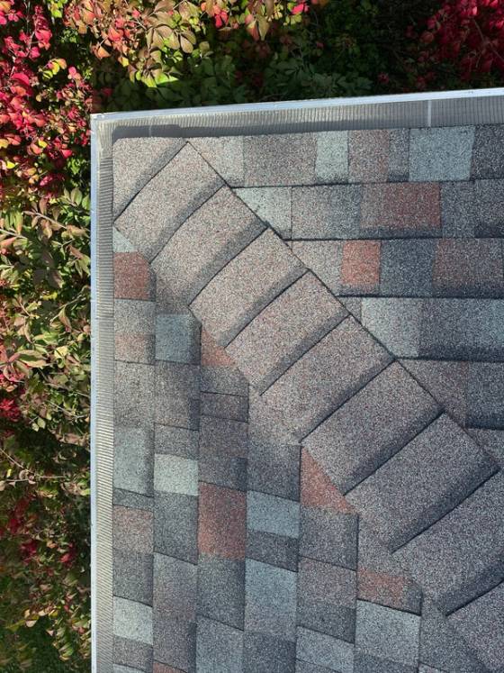 Gutter guard following the outside corner of the roof on Brubaker Dr, Kettering
