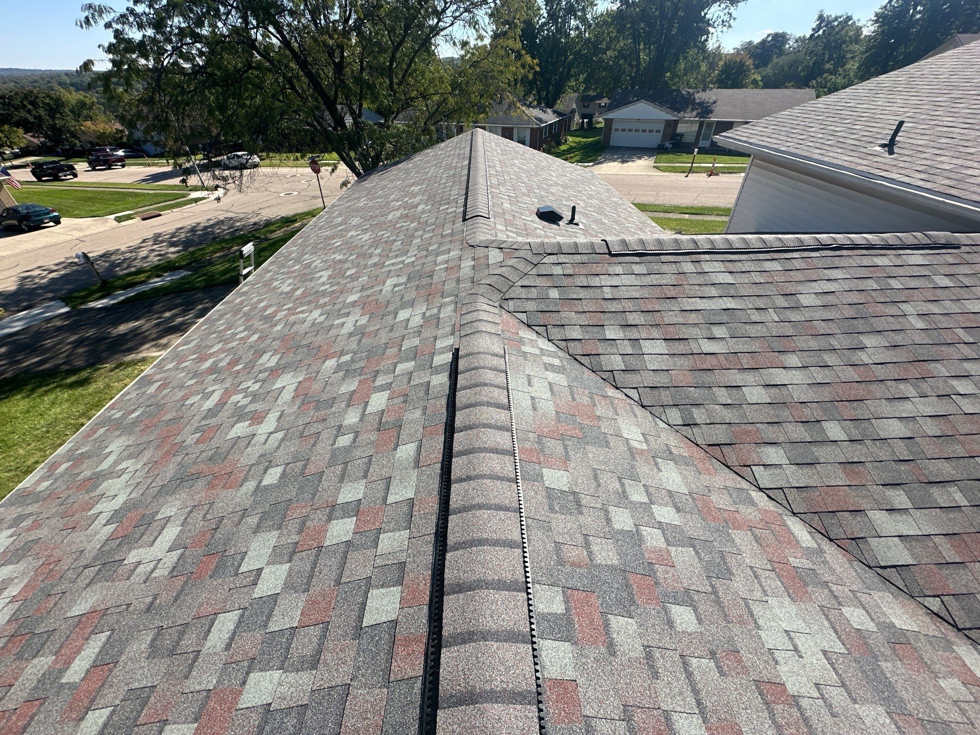 The finished lower roof where the wing meets the main roof, West Carrollton, Ohio.