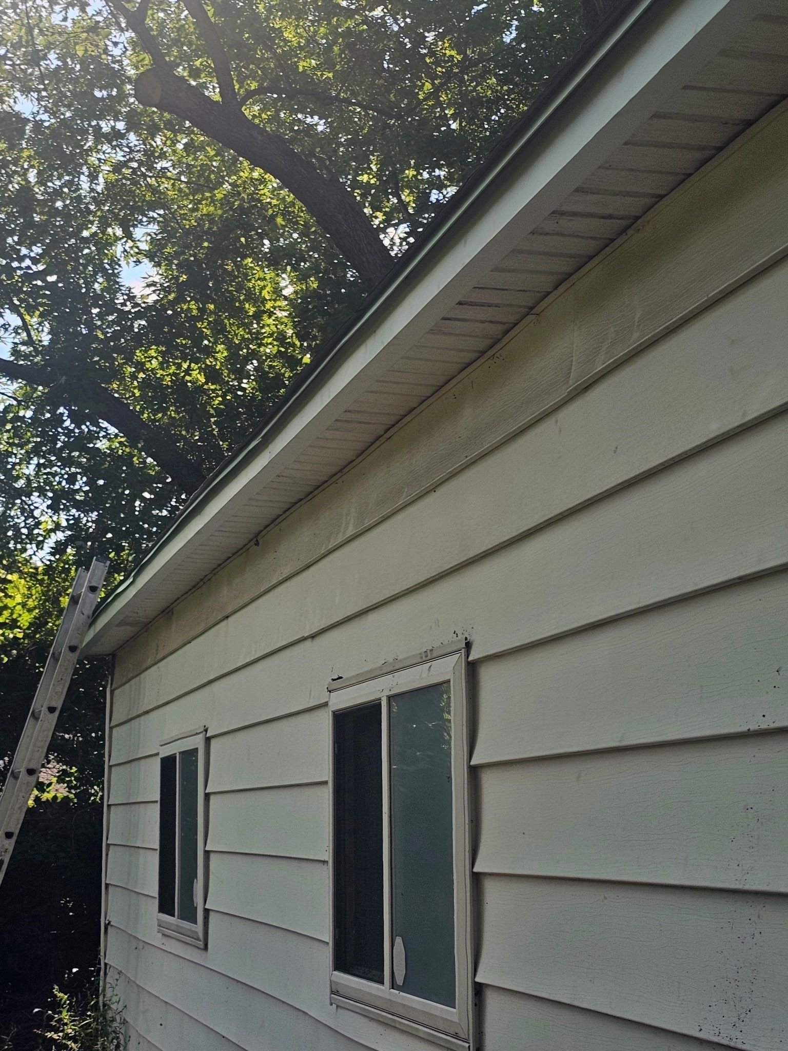 New fascia and soffit along the garage eave, Beavercreek, Ohio.