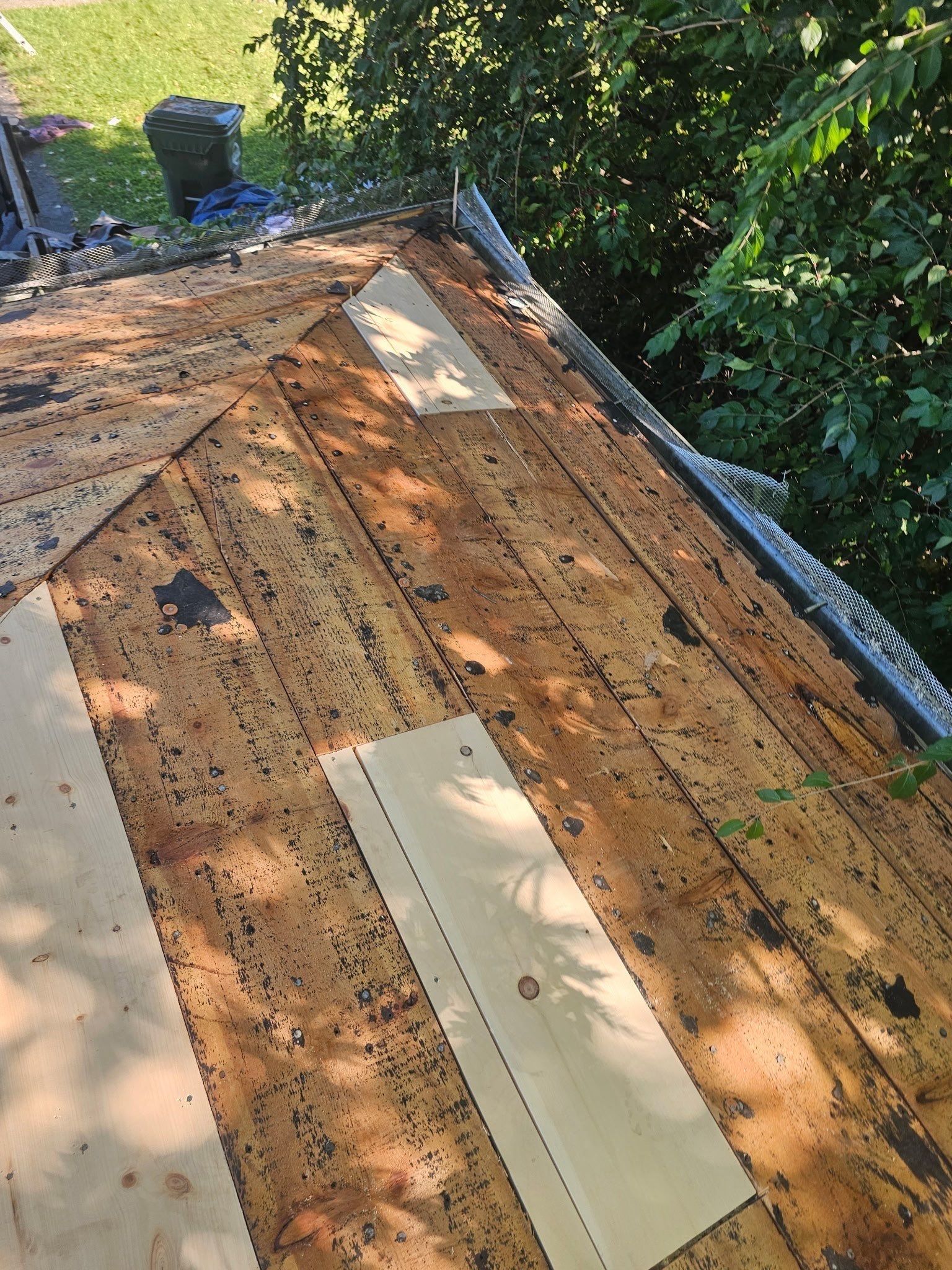 New boards patched in on both sides of a hip, Kettering, Ohio.