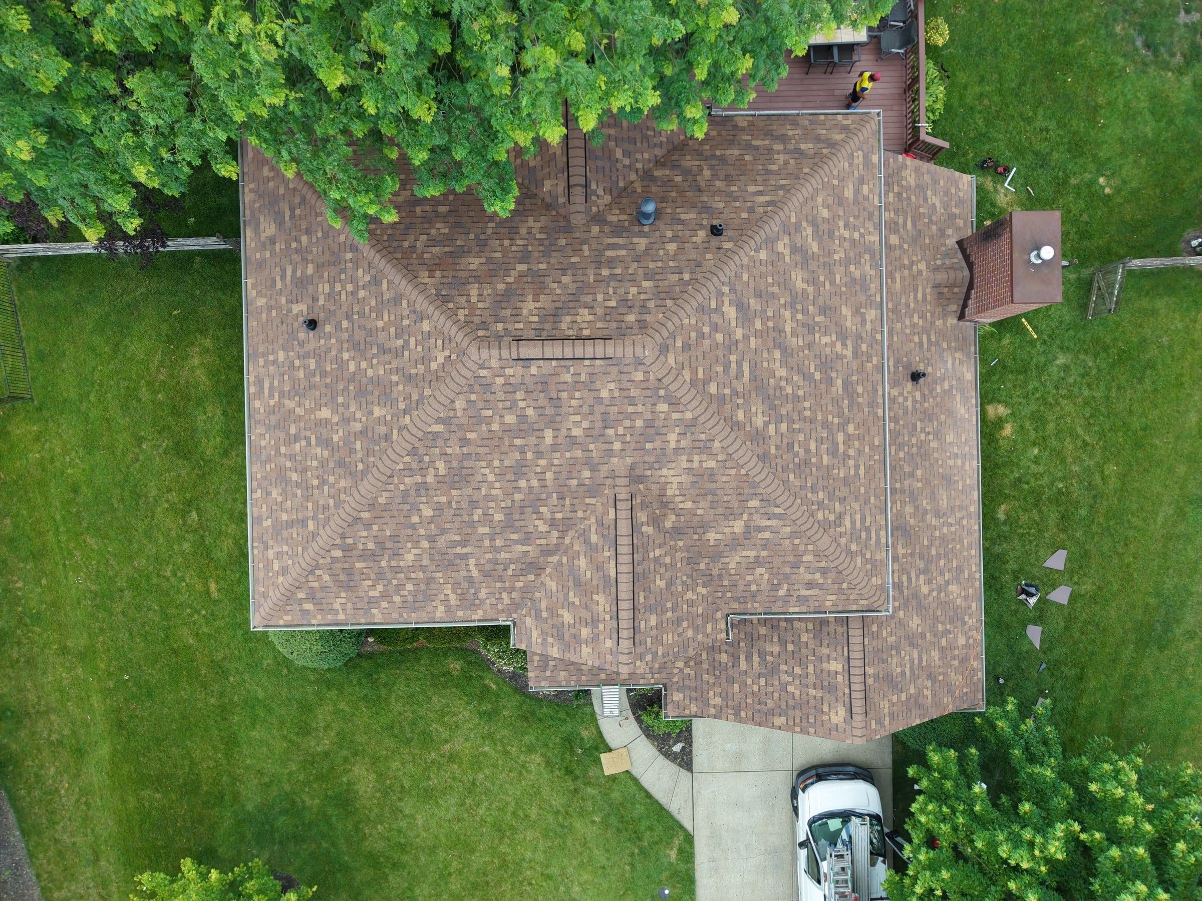 Roof straight down from the air