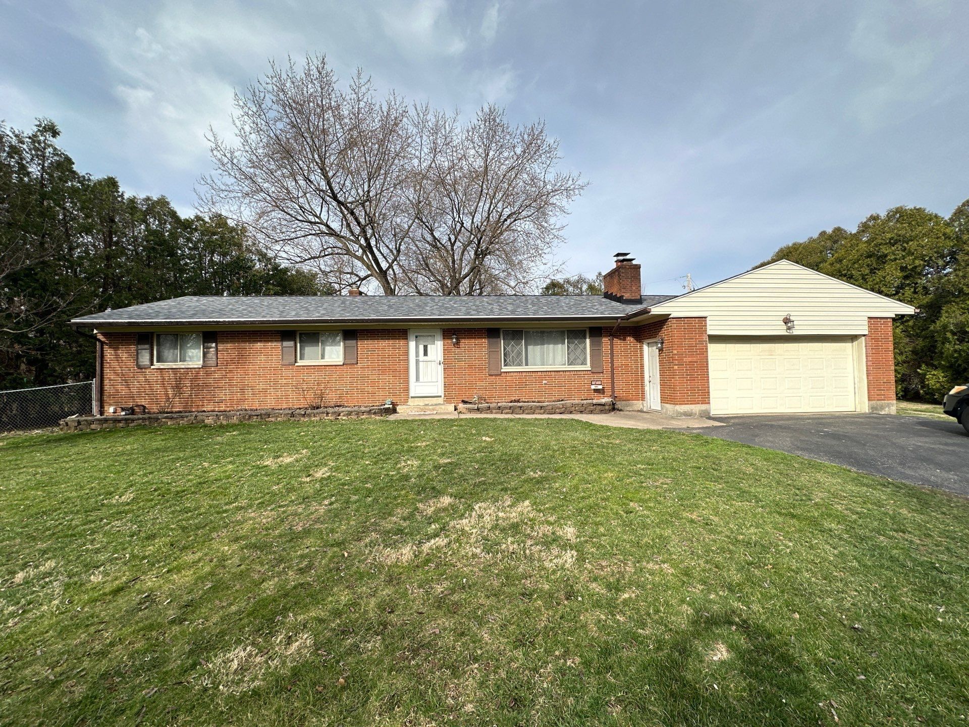 Brick ranch square-on from the front