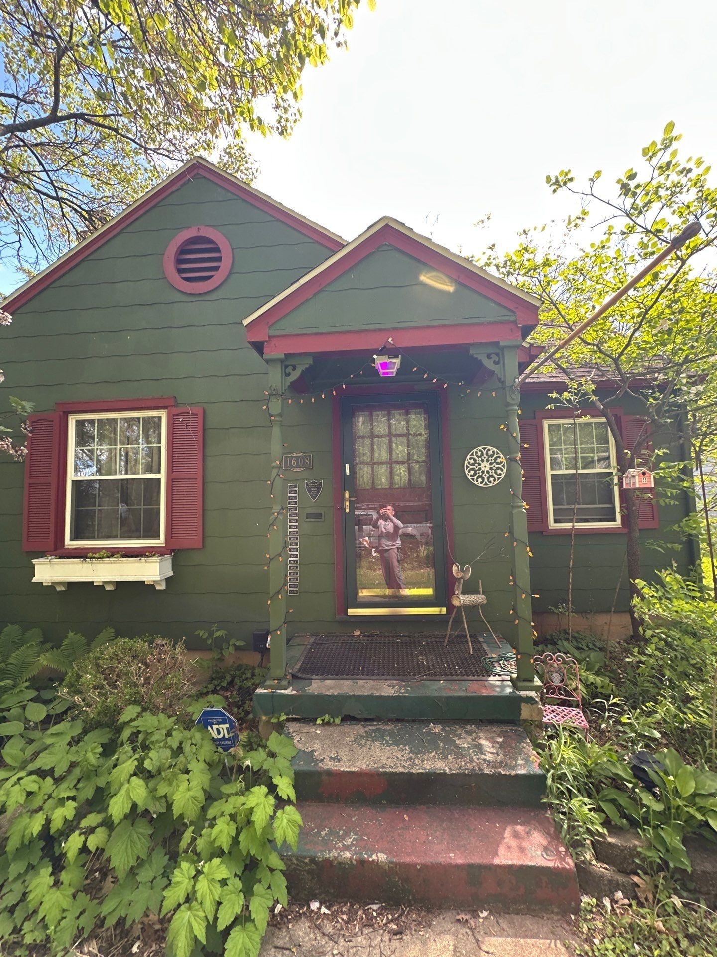 Cottage front porch and door