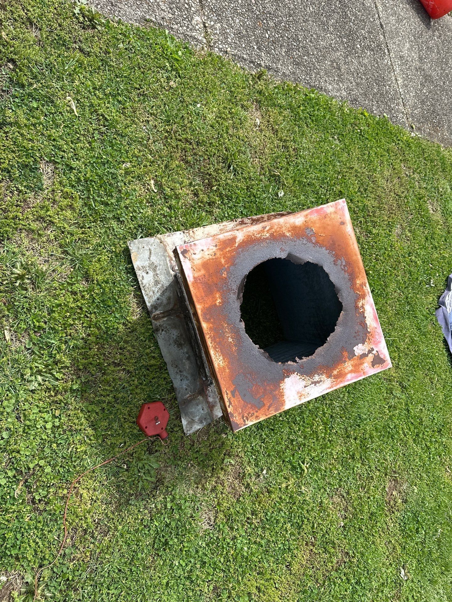 Old roof vent on the lawn