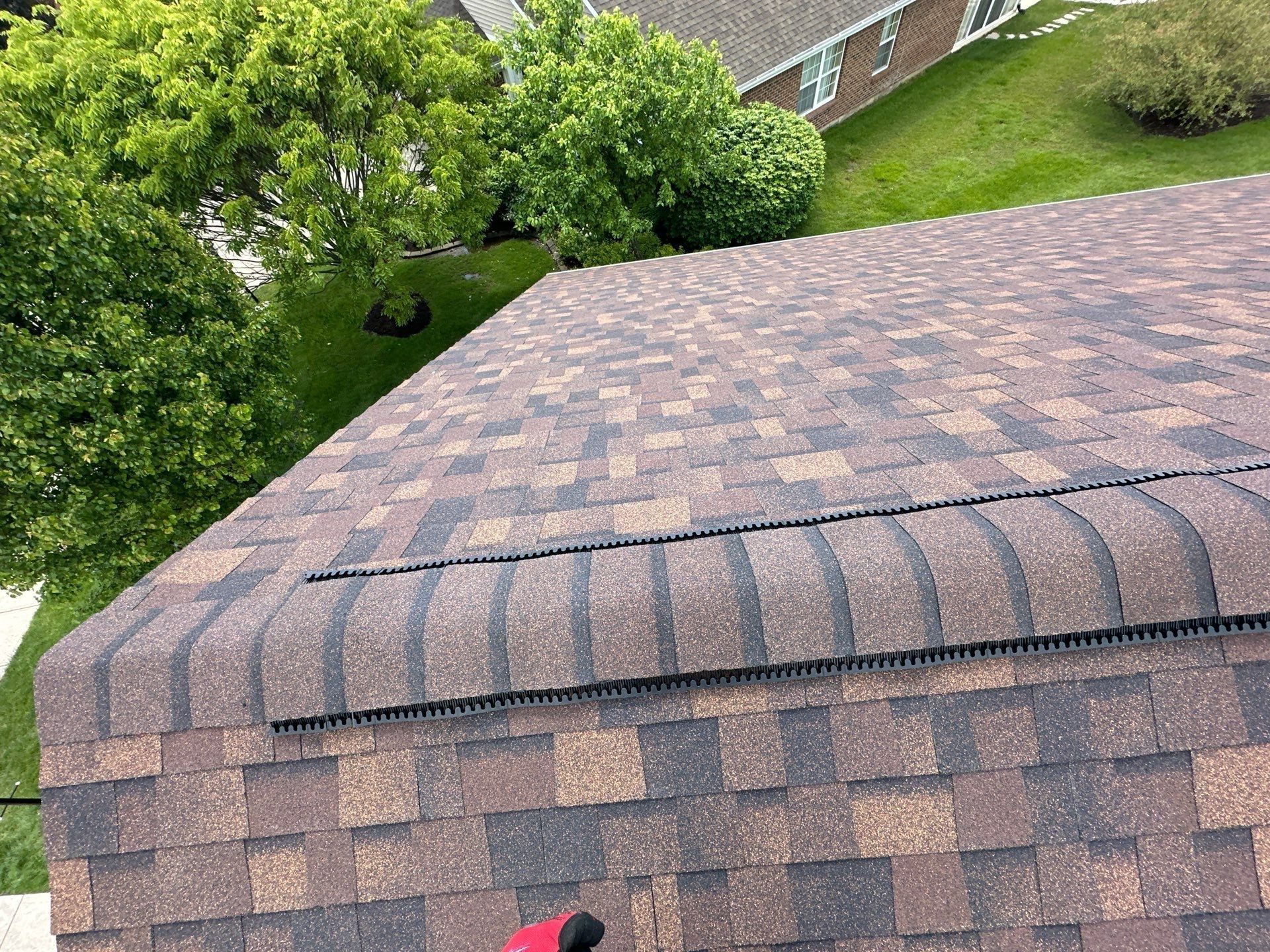Close view of the finished ridge cap, Beavercreek, Ohio.