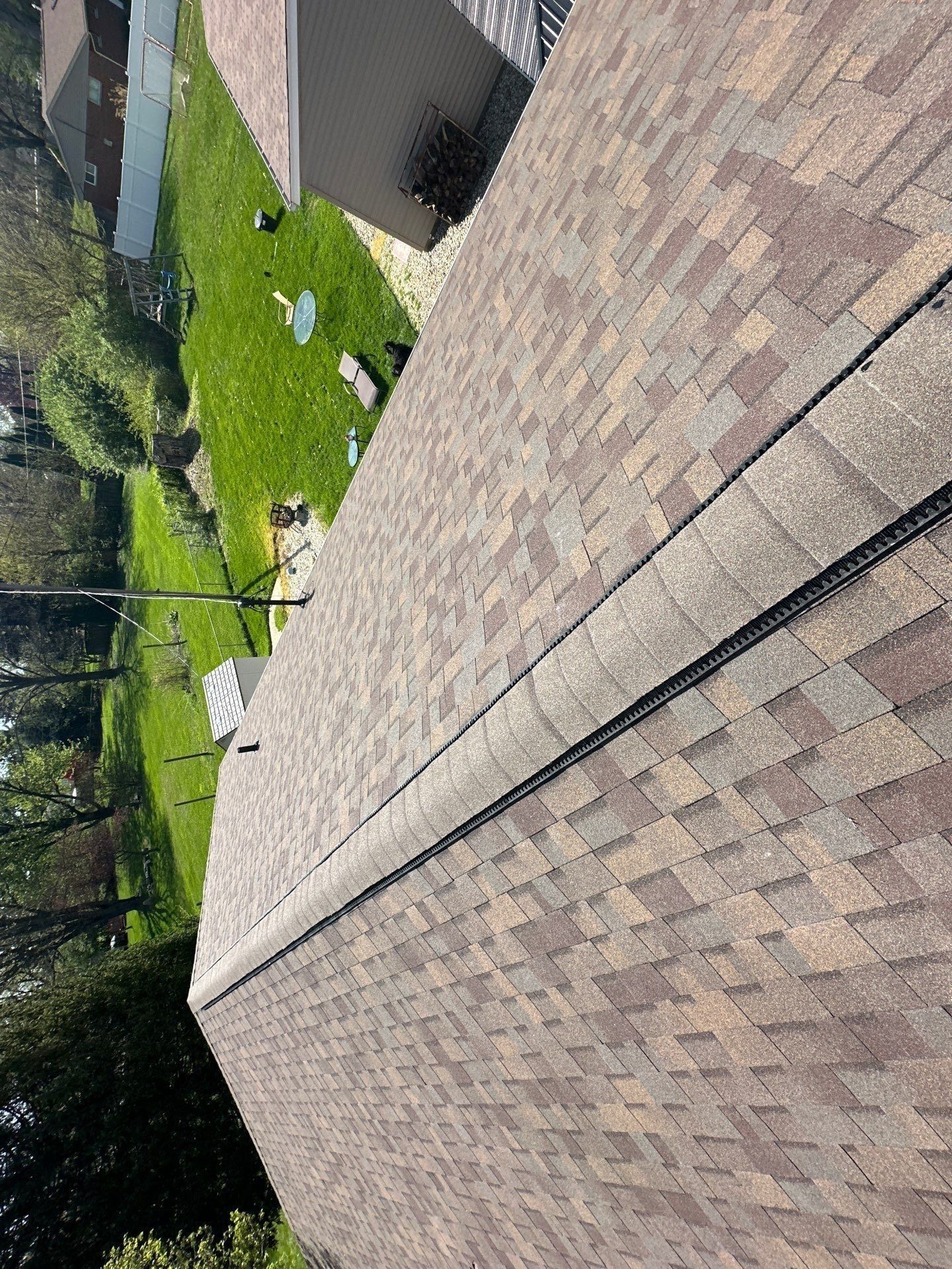 Ridge down to the front eave