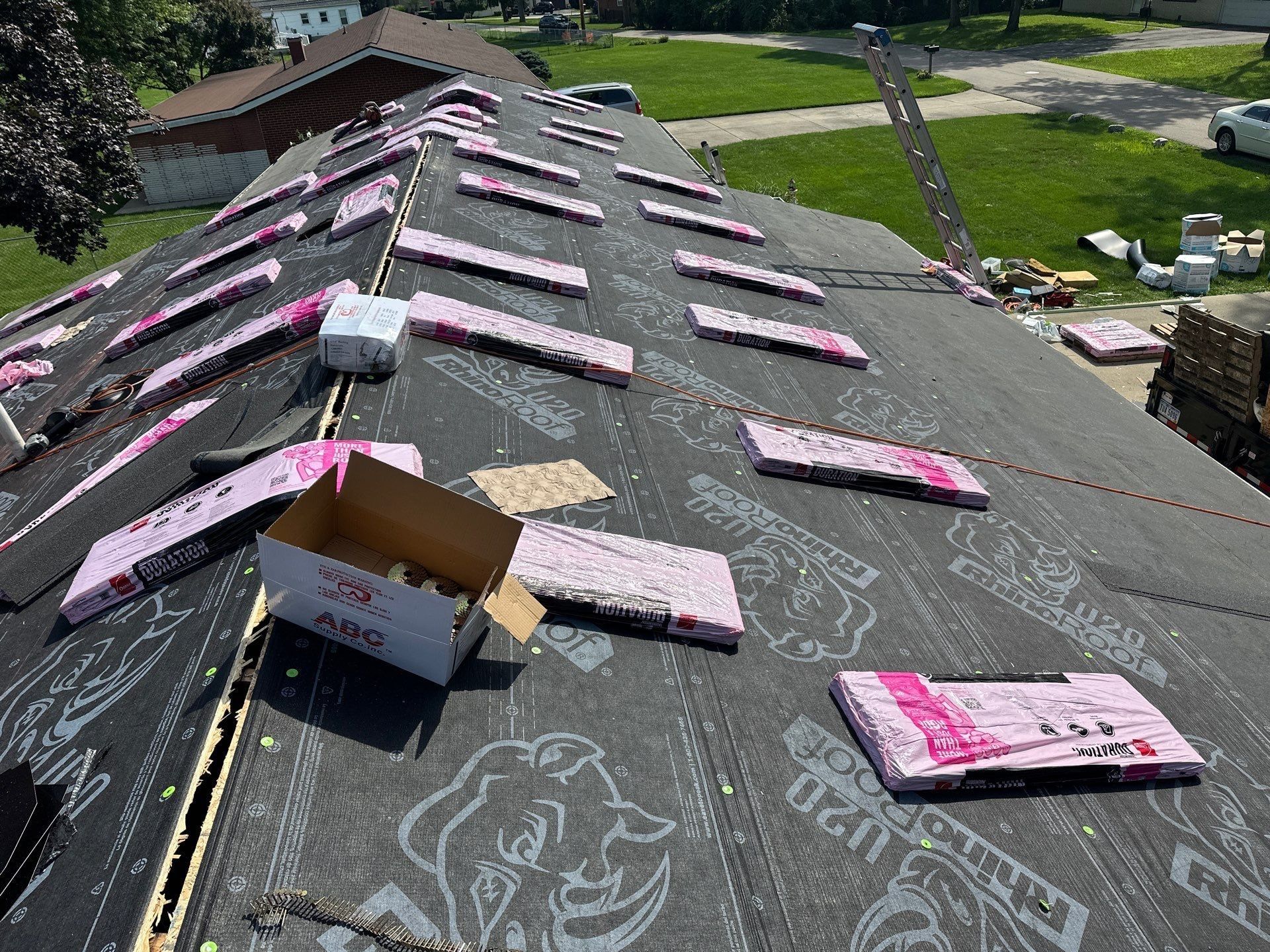 Duration bundles and cap nails on underlayment