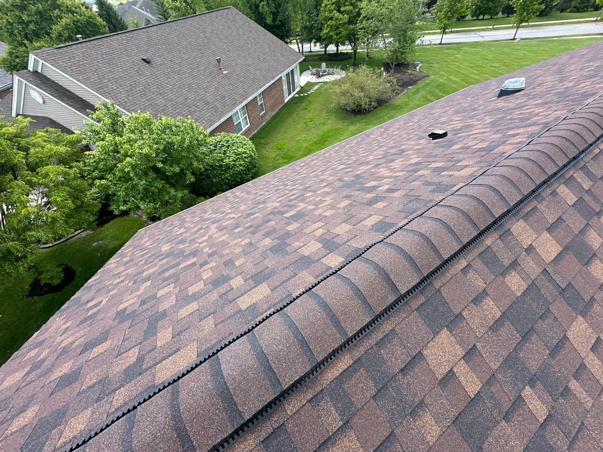 Finished ridge with the neighborhood beyond, Beavercreek, Ohio.