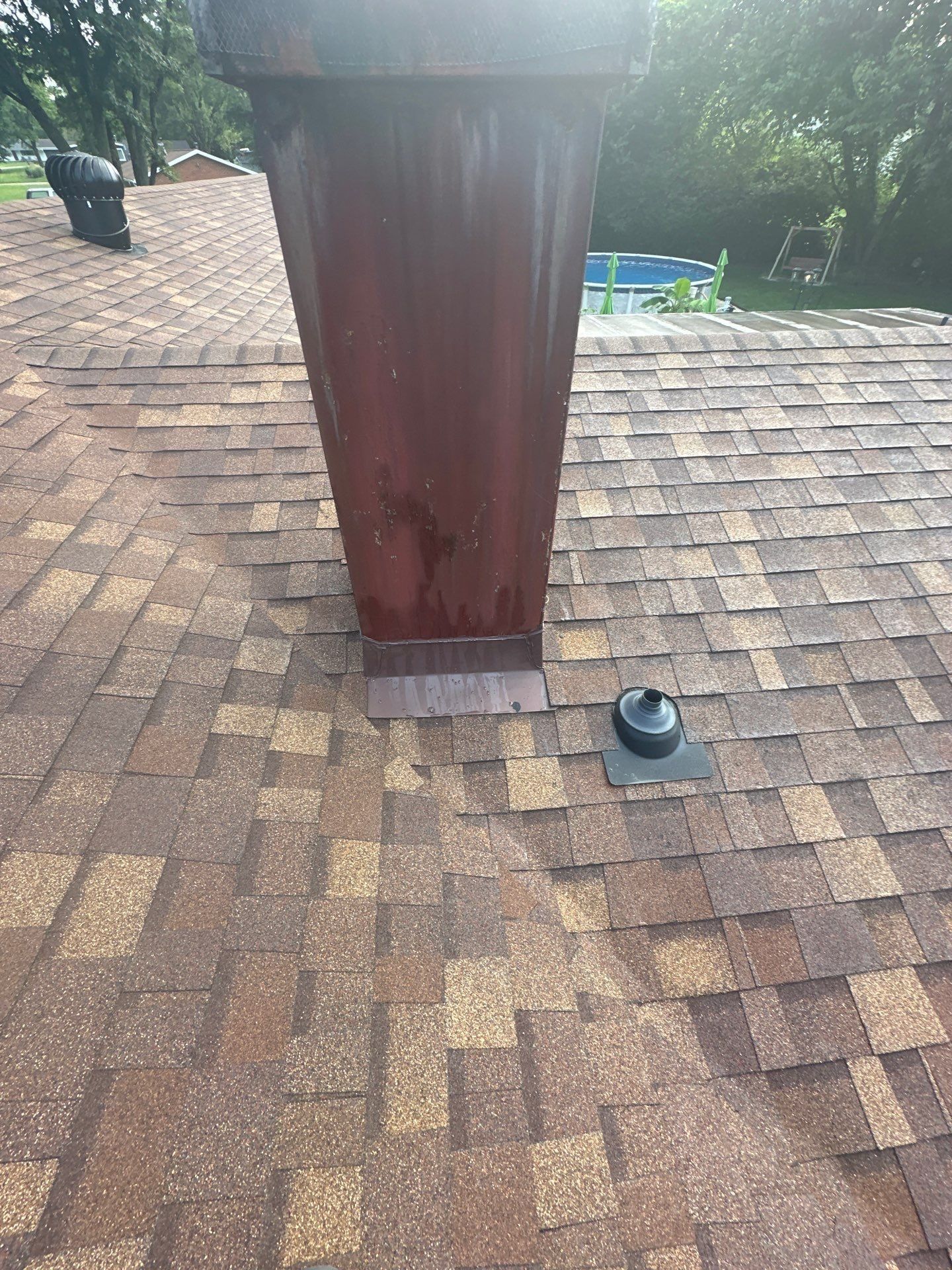 Red flue chase, apron and pipe boot