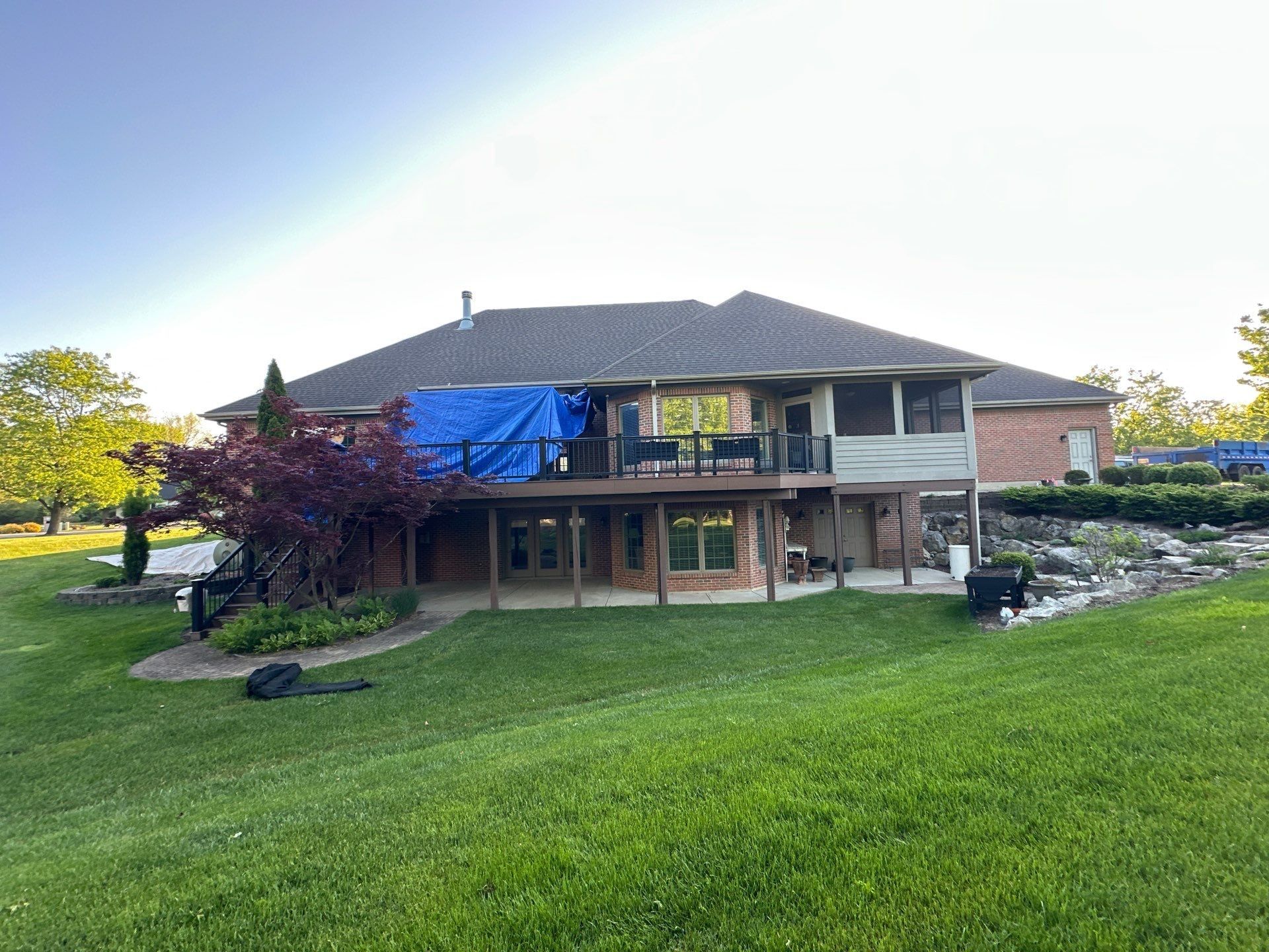 Back elevation and the deck under cover
