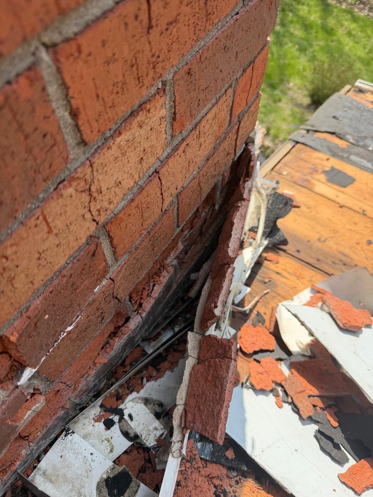 Chimney base brickwork and mortar