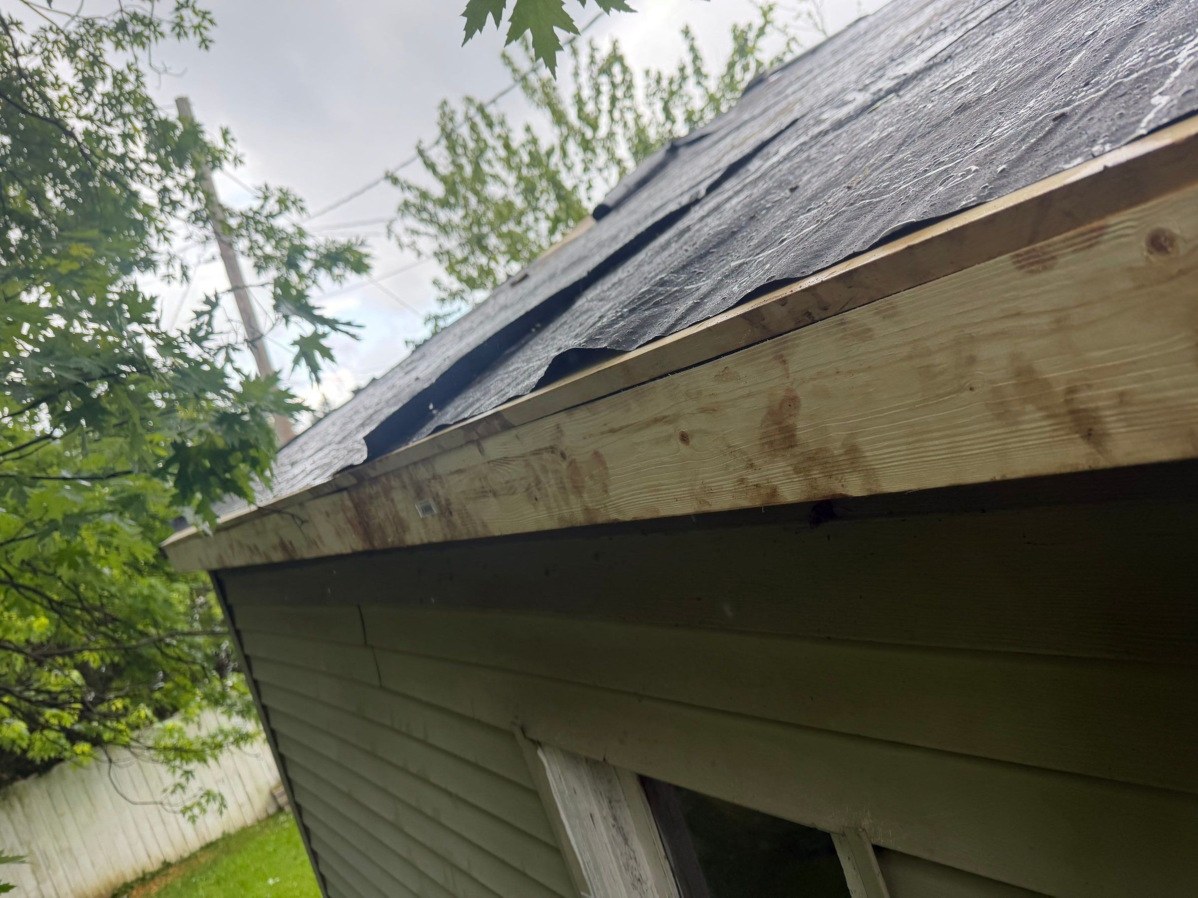 New fascia board on the rebuilt eave