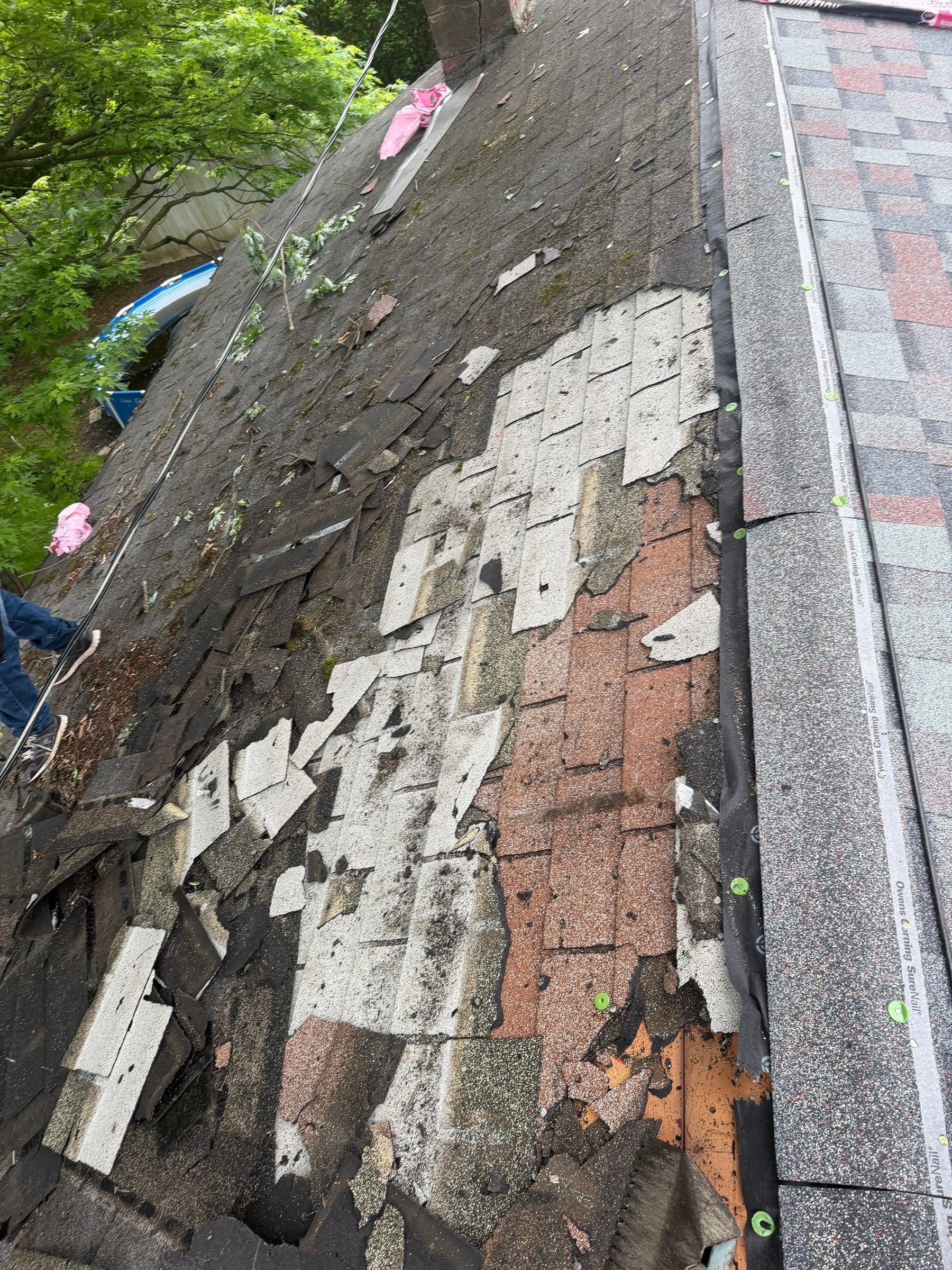 Three roof layers in section